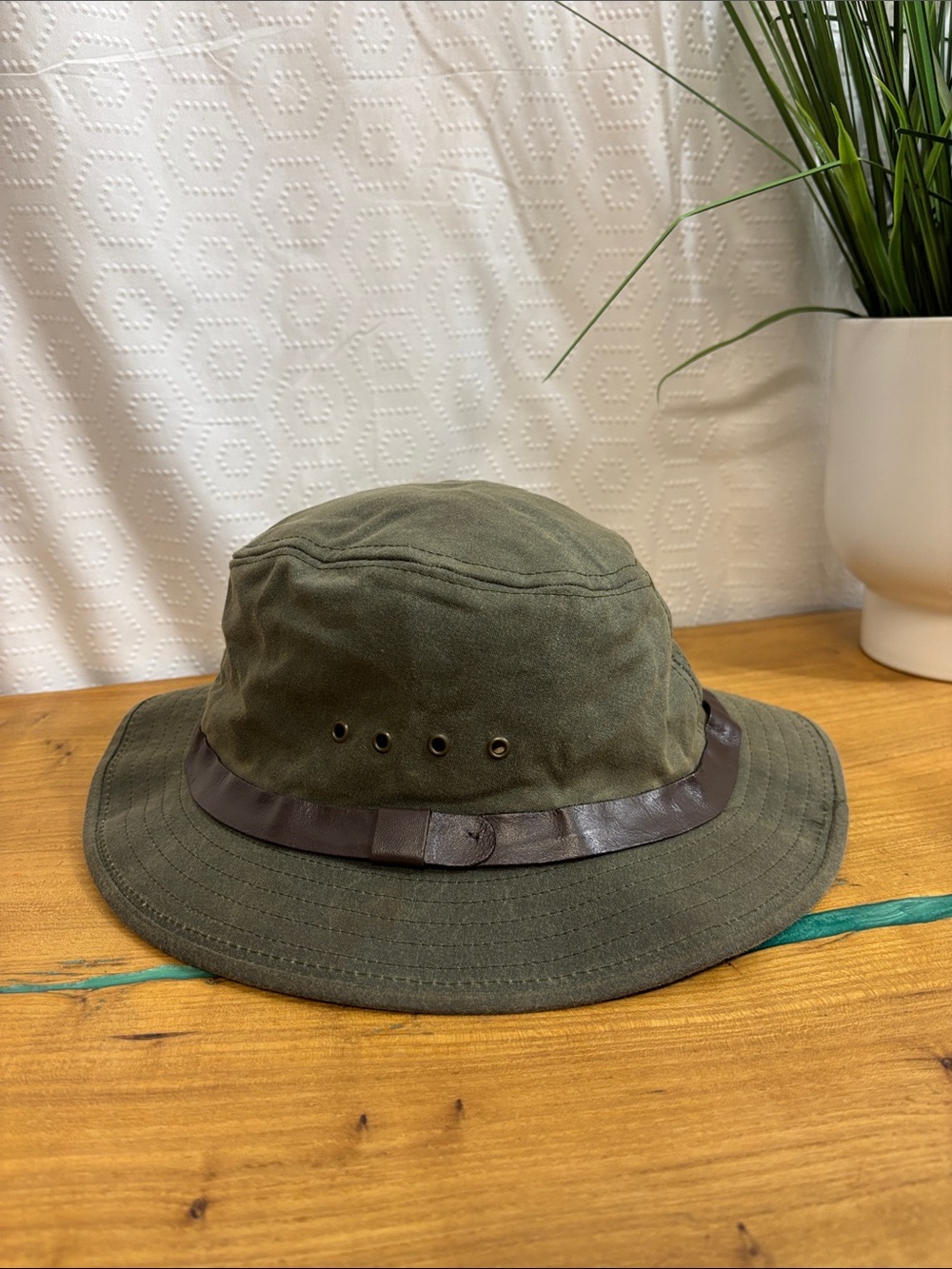 Vintage Filson Tin Cloth Hat - Large - green